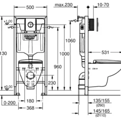 Grohe solido 4in1 set komplett innbygningstoalett m/trykkplate