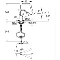 Grohe start kjøkkenarmatur m/uttrekkbar u-tut dual spray krom