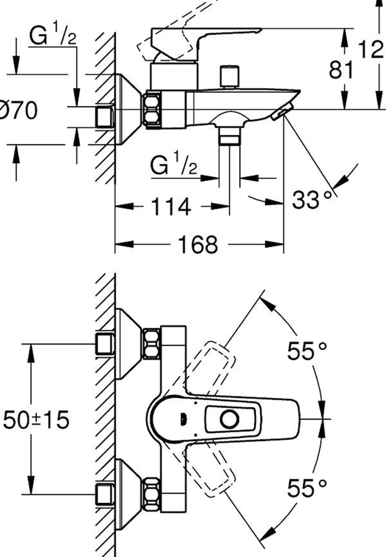 Grohe startloop ettgreps badekararmatur krom