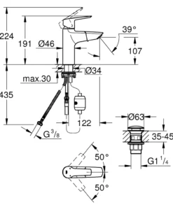 Grohe start servantarmatur m/uttrekk