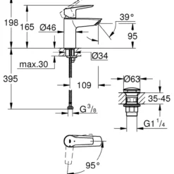 Grohe start servantbatteri small krom
