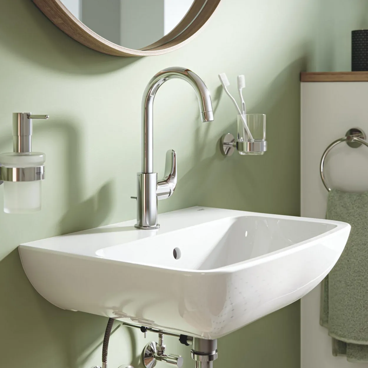 Grohe swift l servantbatteri m/oppløft & kaldstart krom