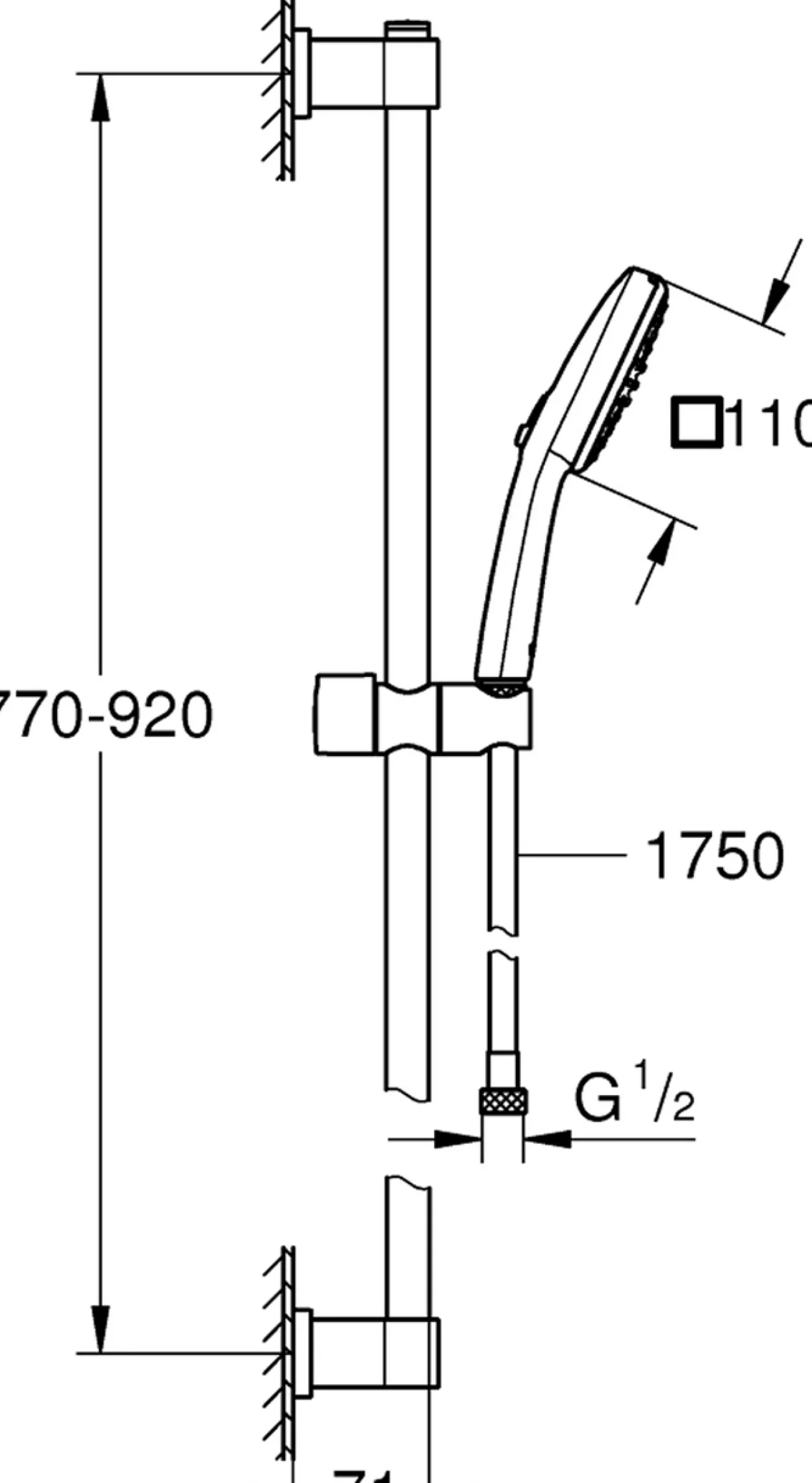 Grohe vitalio comfort 110 ii dusjsett 900 7,4l krom