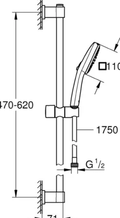 Grohe vitalio comfort 110 ii dusjsett 600 7,4l ver. 2 krom