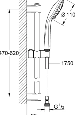 Grohe vitalio joy 110 dusjsett 3-spray 600 18l krom