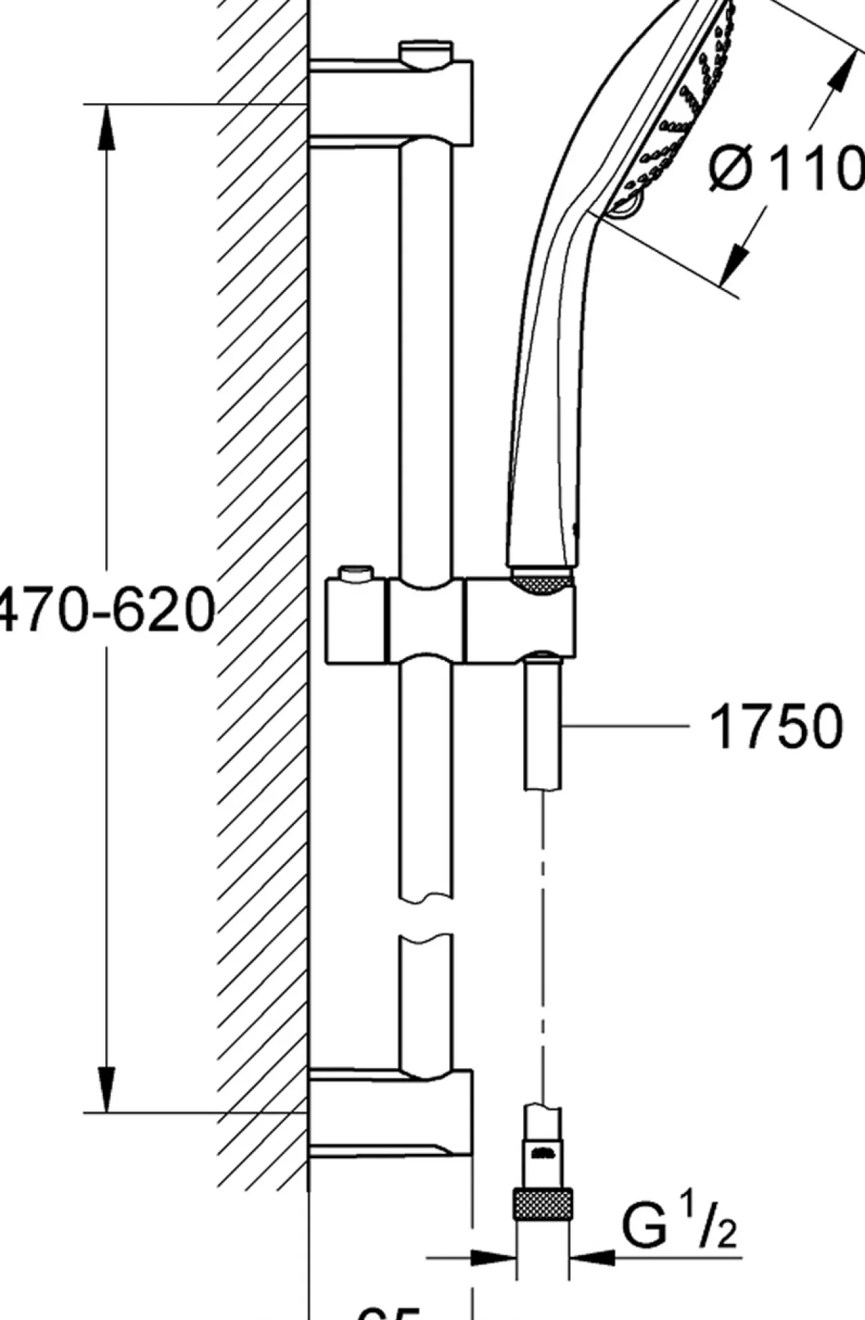Grohe vitalio joy 110 dusjsett 3-spray 600 18l krom
