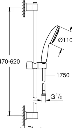 Grohe vitalio start 110 i dusjsett 600 7,6l krom