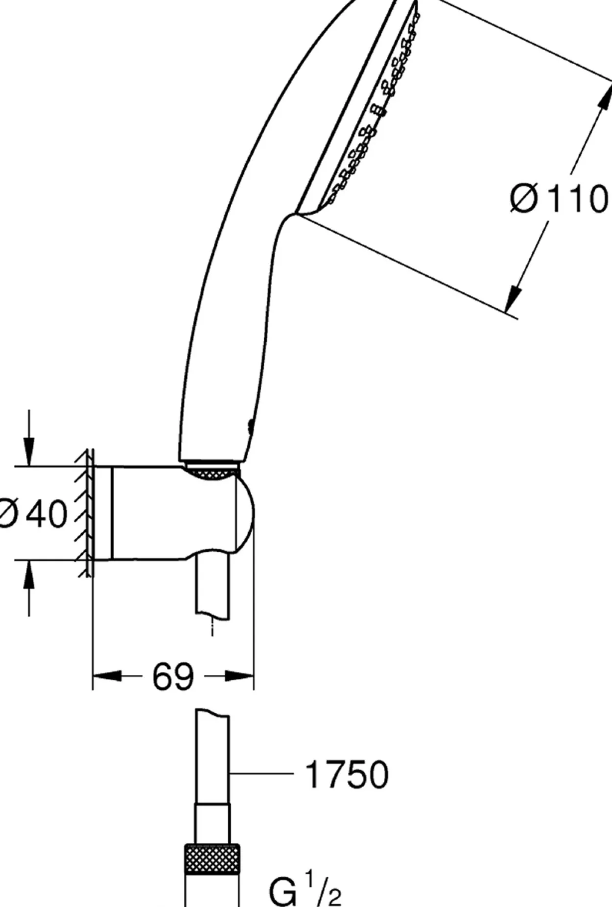 Grohe vitalio start 110 i hånddusjsett 7,6l krom