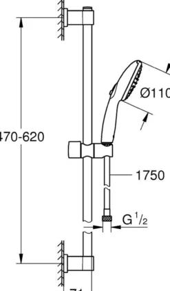 Grohe vitalio start 110 ii dusjsett 600 7,4l krom