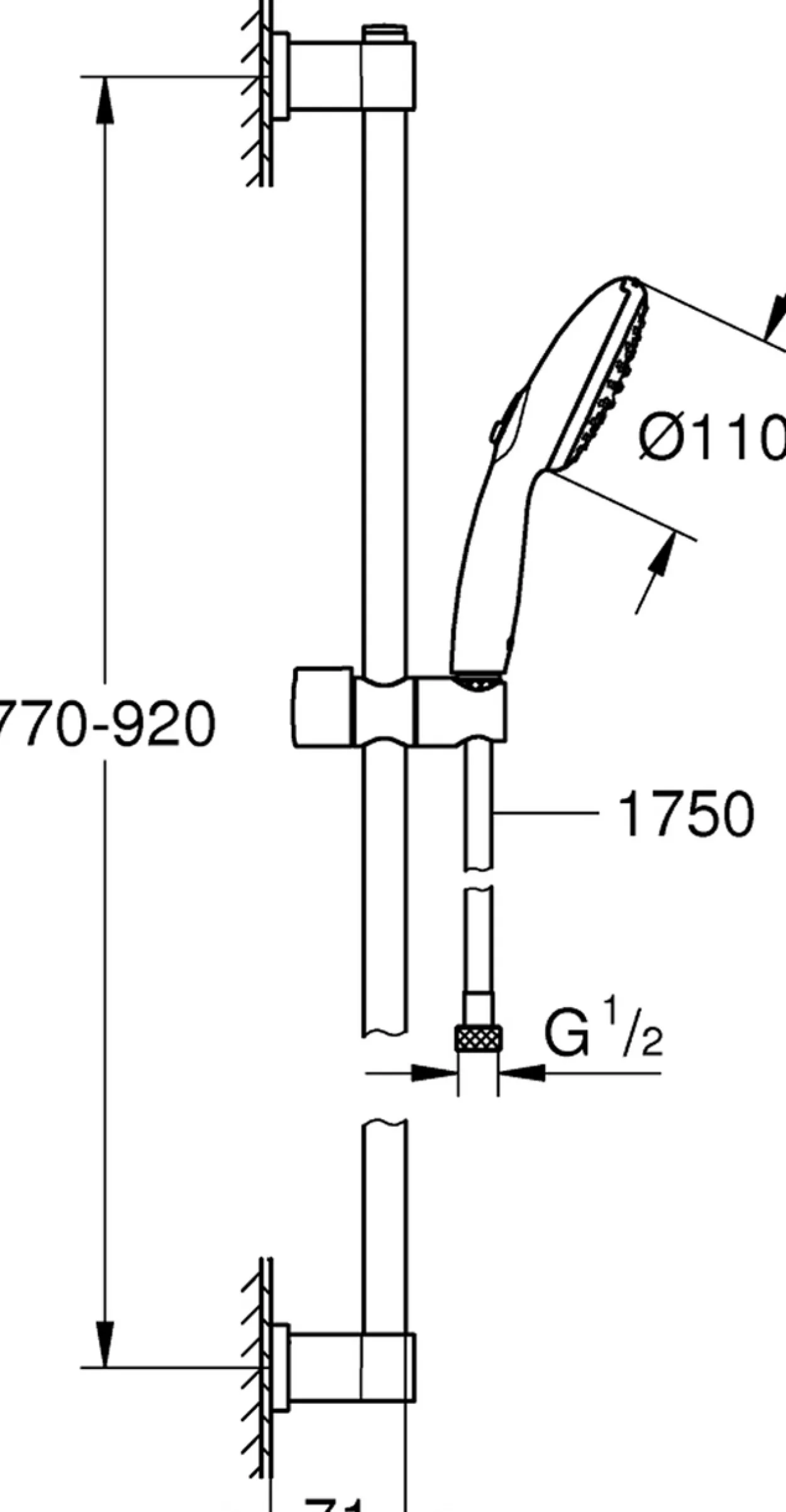 Grohe vitalio start 110 ii dusjsett 900 7,4l krom
