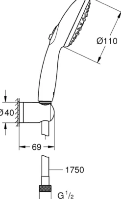 Grohe vitalio start 110 iii hånddusjsett 7,4l ver. 2 krom