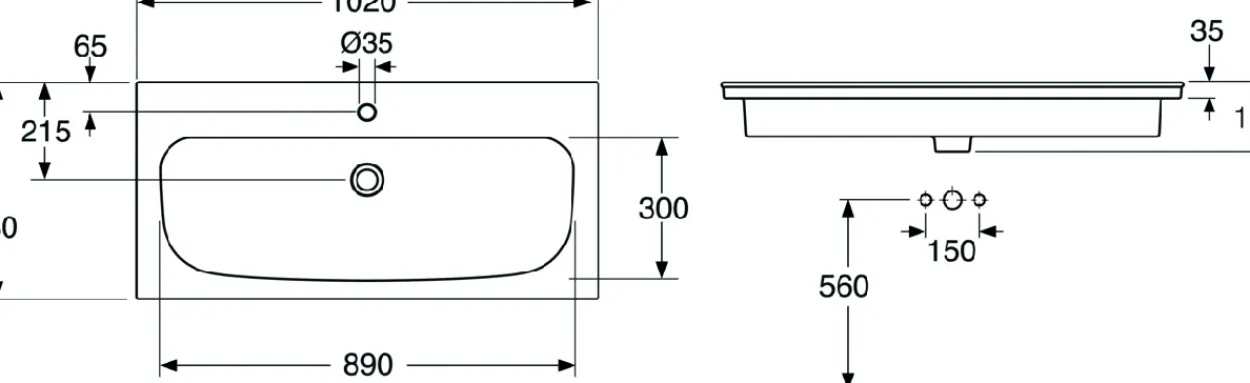 Gustavsberg artic servant 100 cm