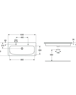 Gustavsberg artic servant 100 cm med 2 armaturhull
