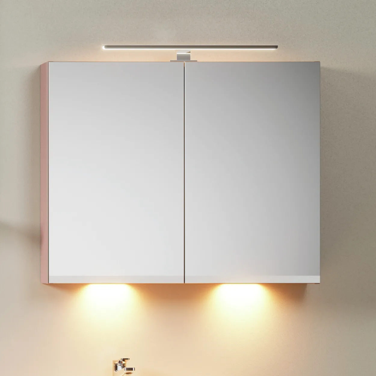 Gustavsberg artic speilskap 100 peach m/underbelysning & stikk