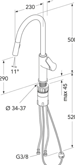 Gustavsberg epic kjøkkenkran m/uttrekkbar tut krom