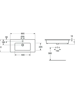 Gustavsberg graphic servant 80 cm
