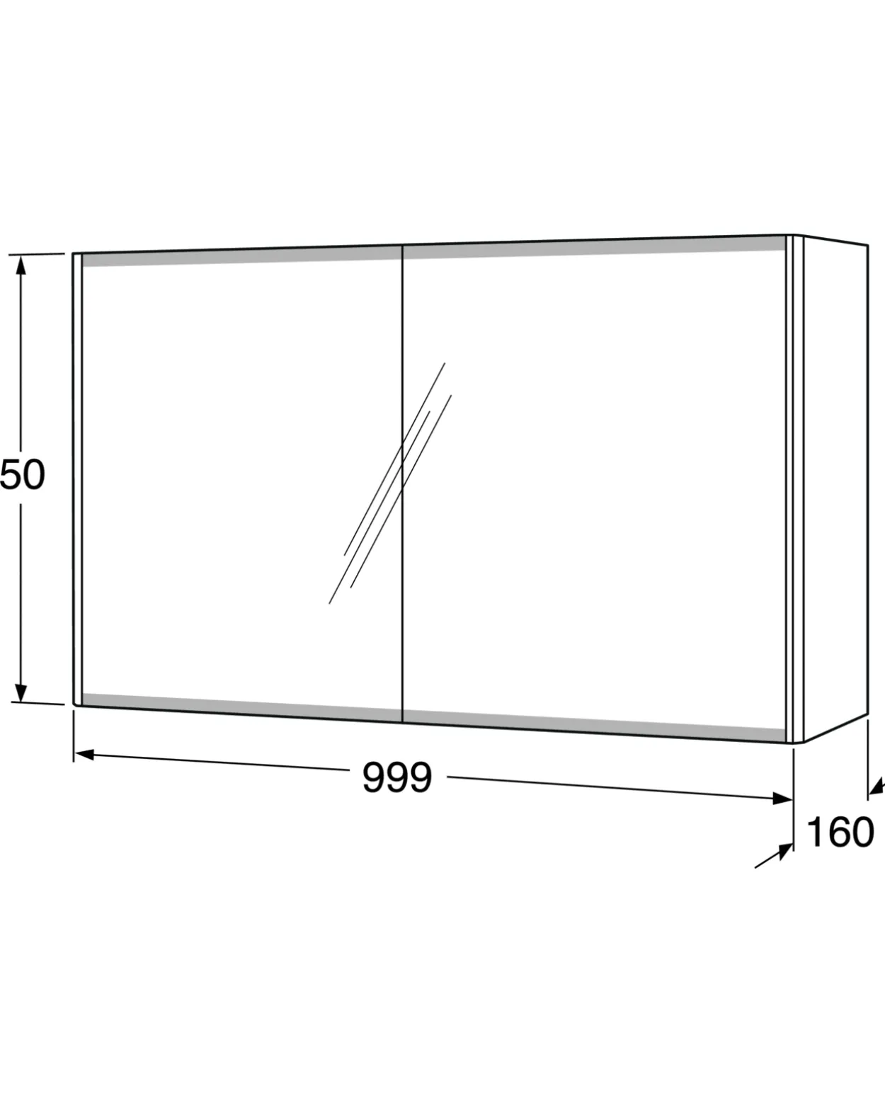 Gustavsberg graphic speilskap 100 cm grå
