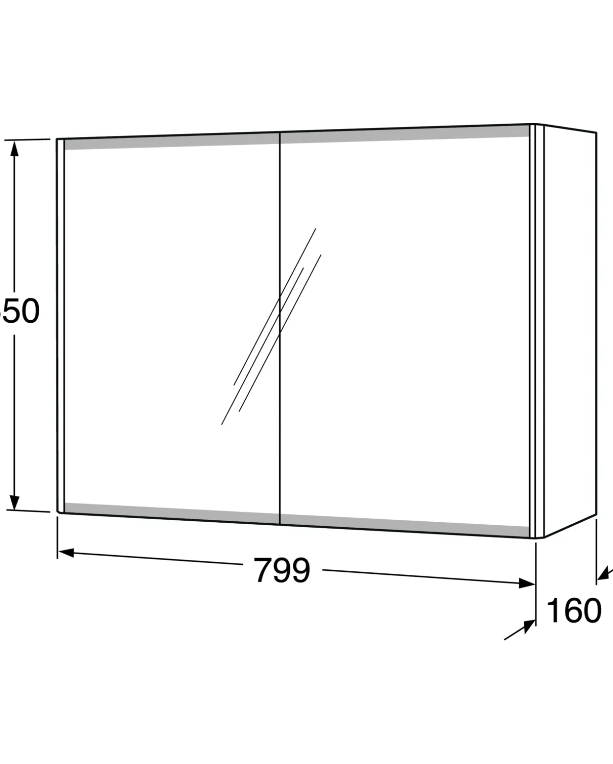 Gustavsberg graphic speilskap 80 cm hvit