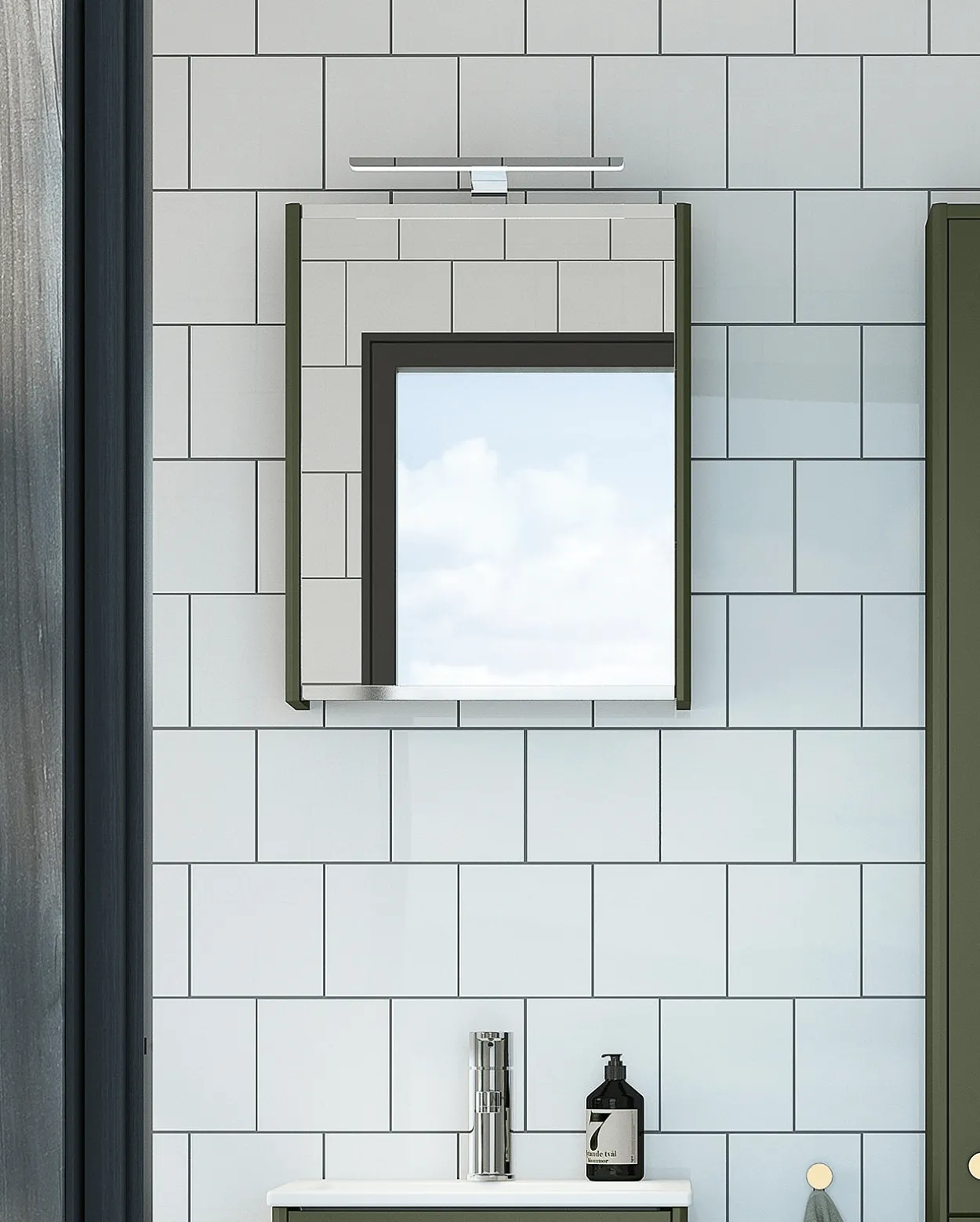 Gustavsberg graphic speilskap 45 cm grønn