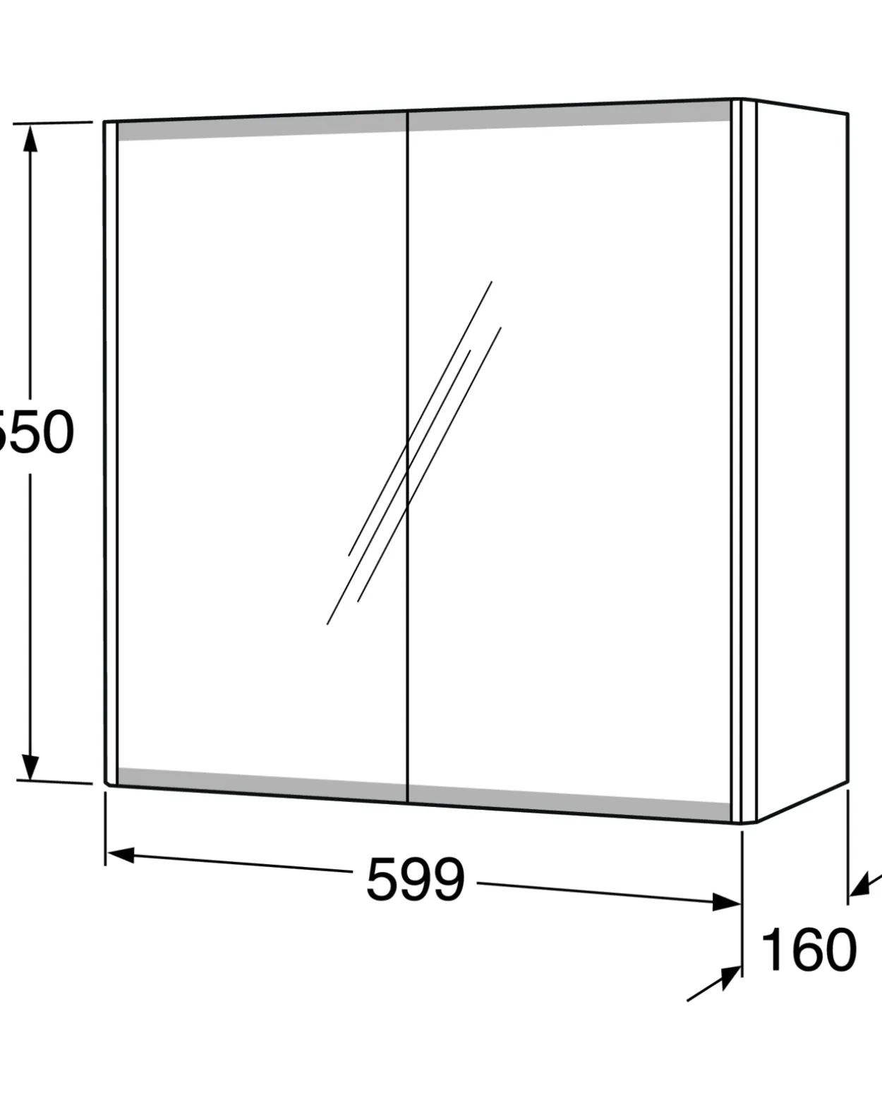 Gustavsberg graphic speilskap 60 cm grå