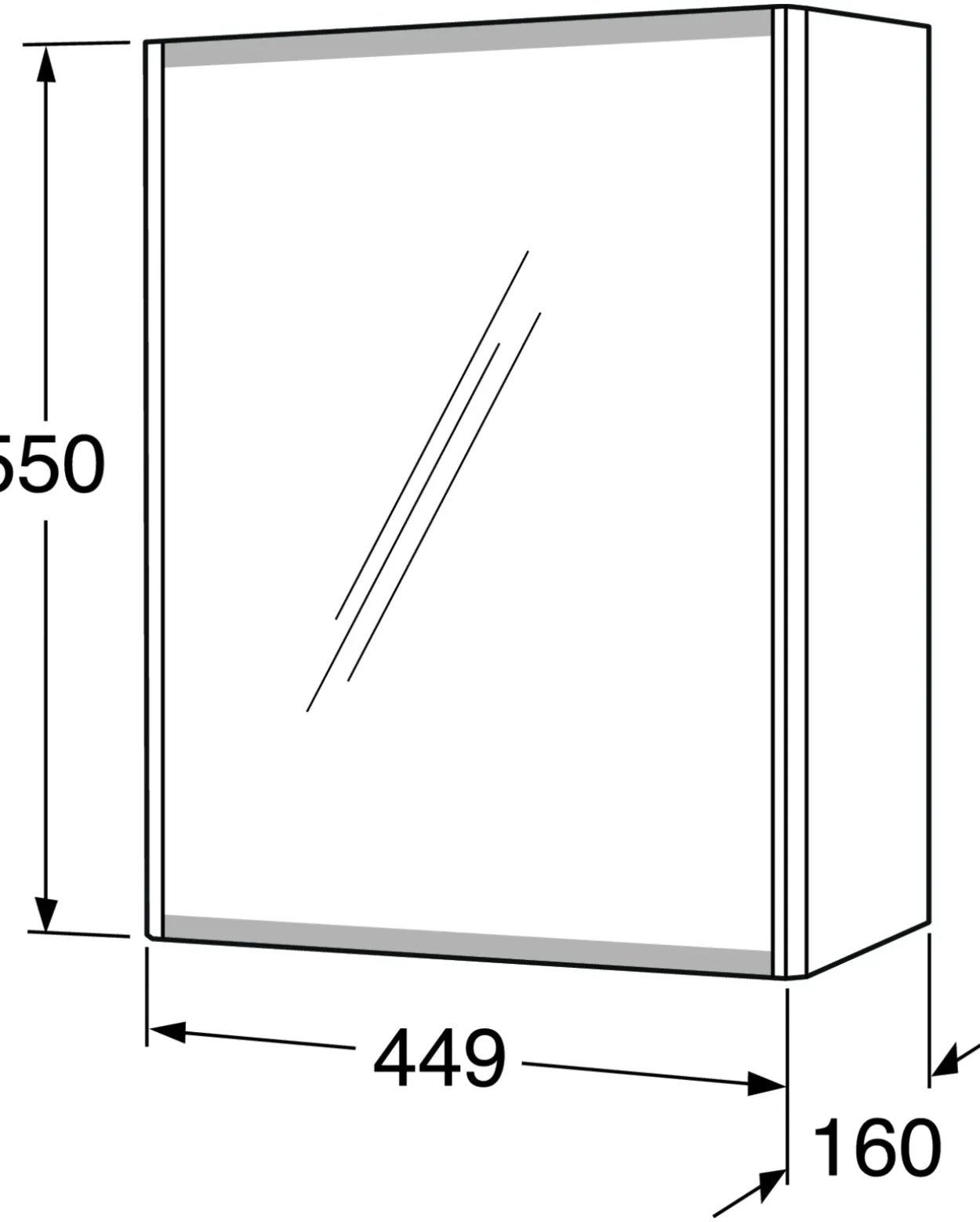 Gustavsberg graphic speilskap 45 cm grå