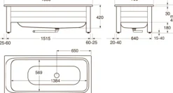 Gustavsberg 6416 halvfrontstativ, 1600x700 hvit