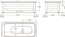 Gustavsberg 7416 helfrontstativ, 1600x700 hvit