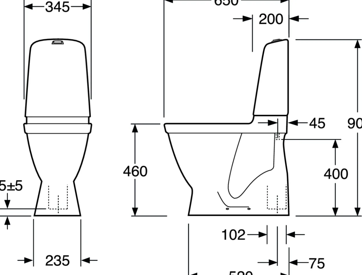 Gustavsberg nautic 1546 c+ m/skjult s-lås & hygienic flush, høy modell