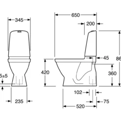 Gustavsberg nautic 1500 c+ m/skjult s-lås & hygienic flush inkl. sete, for liming