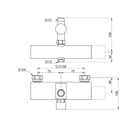 Gustavsberg nautic dusjtermostat selvlukkende 9l krom