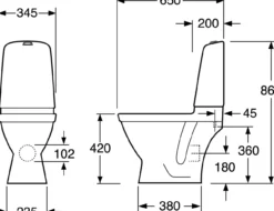 Gustavsberg nautic 1510 4l hygienic flush skjult p-lås c+ toalett, uten sete