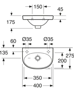 Gustavsberg nautic 5540 servant 40x27cm venstre