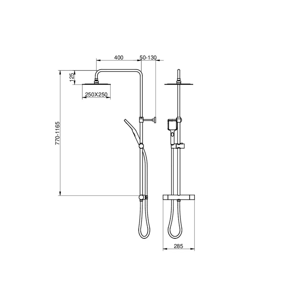 Gustavsberg nautic square takdusj m/dusjtermostat krom