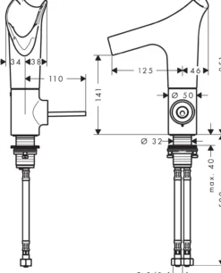 Hansgrohe axor starck v 140 servantarmatur krystallglass/krom
