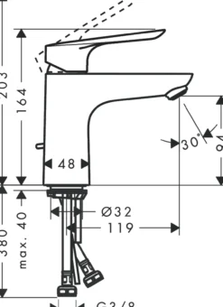 Hansgrohe logis e servantarmatur 100 krom