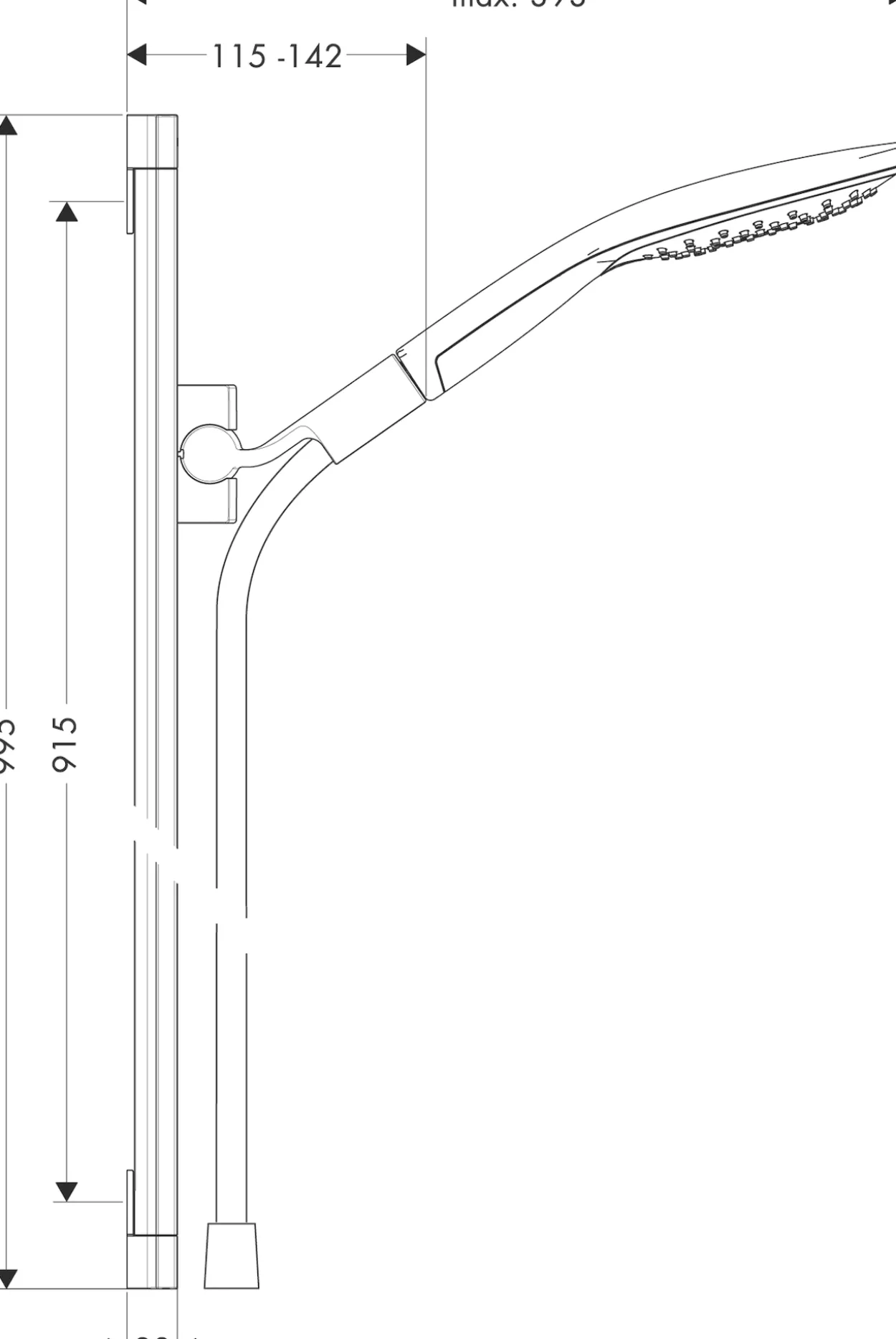 Hansgrohe raindance select 150 hånddusj m/dusjstang 90cm