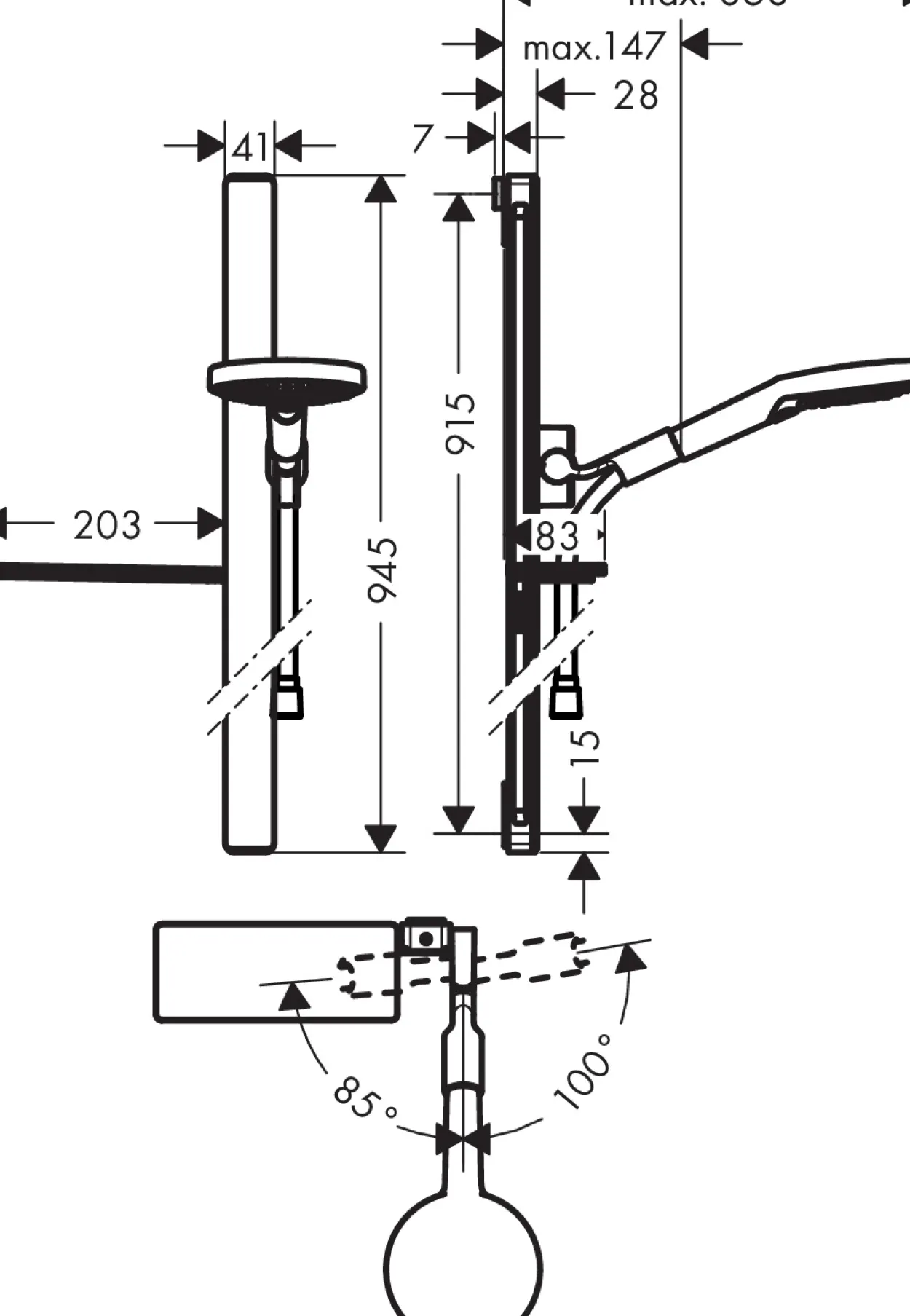 Hansgrohe raindance select s120 hånddusj m/dusjstang krom