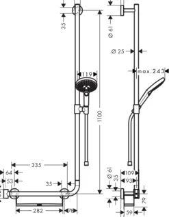Hansgrohe raindance select s120 hånddusj m/dusjstang høyre
