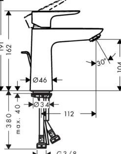 Hansgrohe talis e 110 servantarmatur m/oppl. matt sort