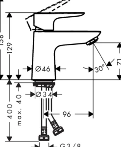 Hansgrohe talis e 80 servantarmatur u/bunnventil krom