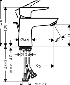 Hansgrohe talis e 80 servantarmatur m/oppløft krom