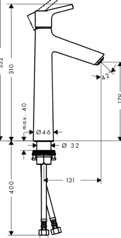 Hansgrohe talis s 190 servantarmatur u/bunnventil krom