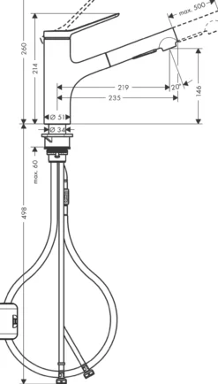 Hansgrohe zesis m33 kjøkkenarmatur 150 krom m/uttrekk