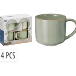Kopp stentøy 332ml 4stk grønn