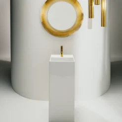 Laufen kartell frittstående servant 37,5x43,5 cm m/2 armaturhull & skjult avløp hvit
