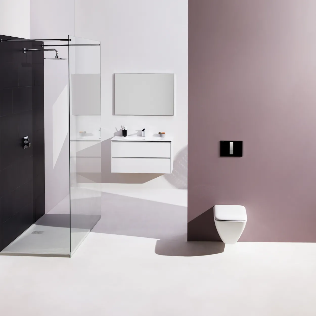 Laufen lis trykkplate aw102 sort glass/børstet stål