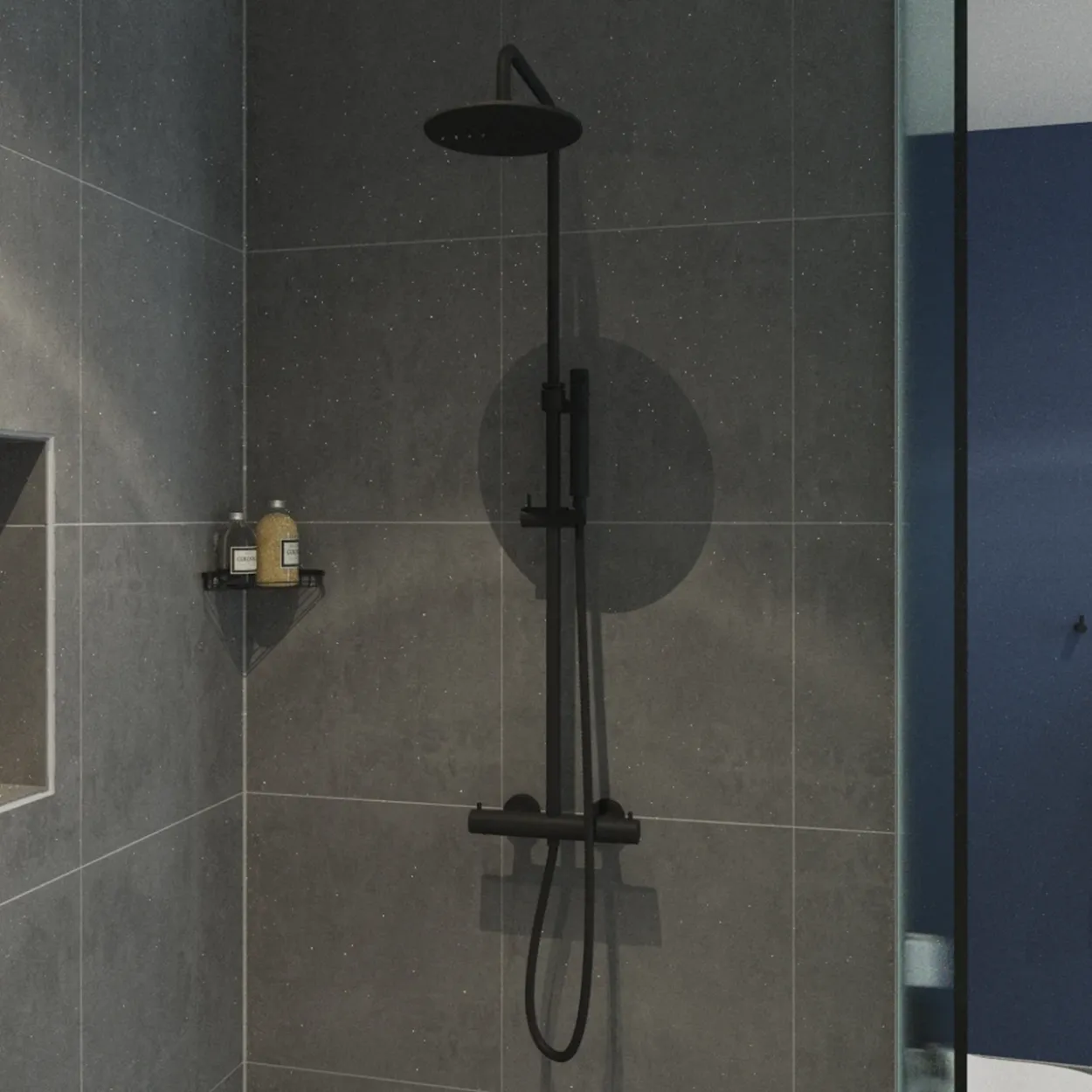 Lavabo argo komplet dusjsett matt sort
