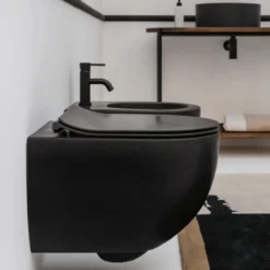 Lavabo glomp mini slim toalettsete m/soft close matt sort