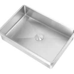 Lavabo high servant m/bunnventil rustfritt stål