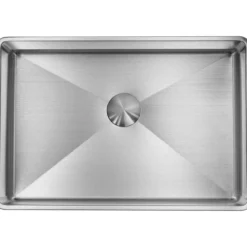 Lavabo high servant m/bunnventil rustfritt stål